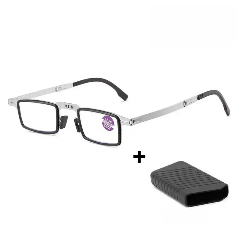 Portable Folding Reading Glasses with Case Anti Blue Light Blocking Metal Elder Foldable Eyeglasses Presbyopia for Man and Woman - Image 8