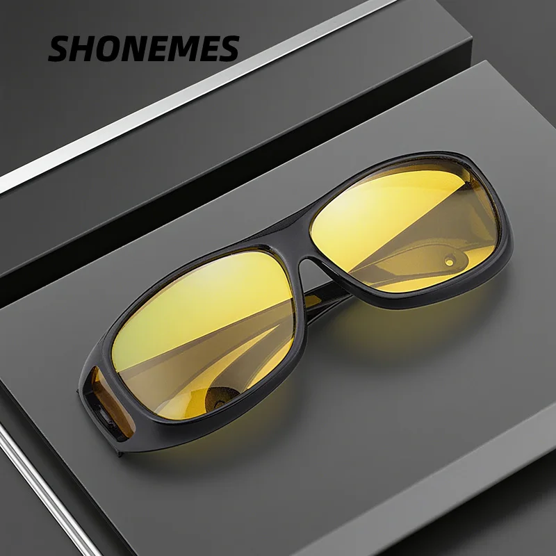 SHONEMES Fit Over Night Vision Glasses Classic Men Driving Sunglasses Windproof Outdoor Sports Cycling UV400 Eyewear for Male