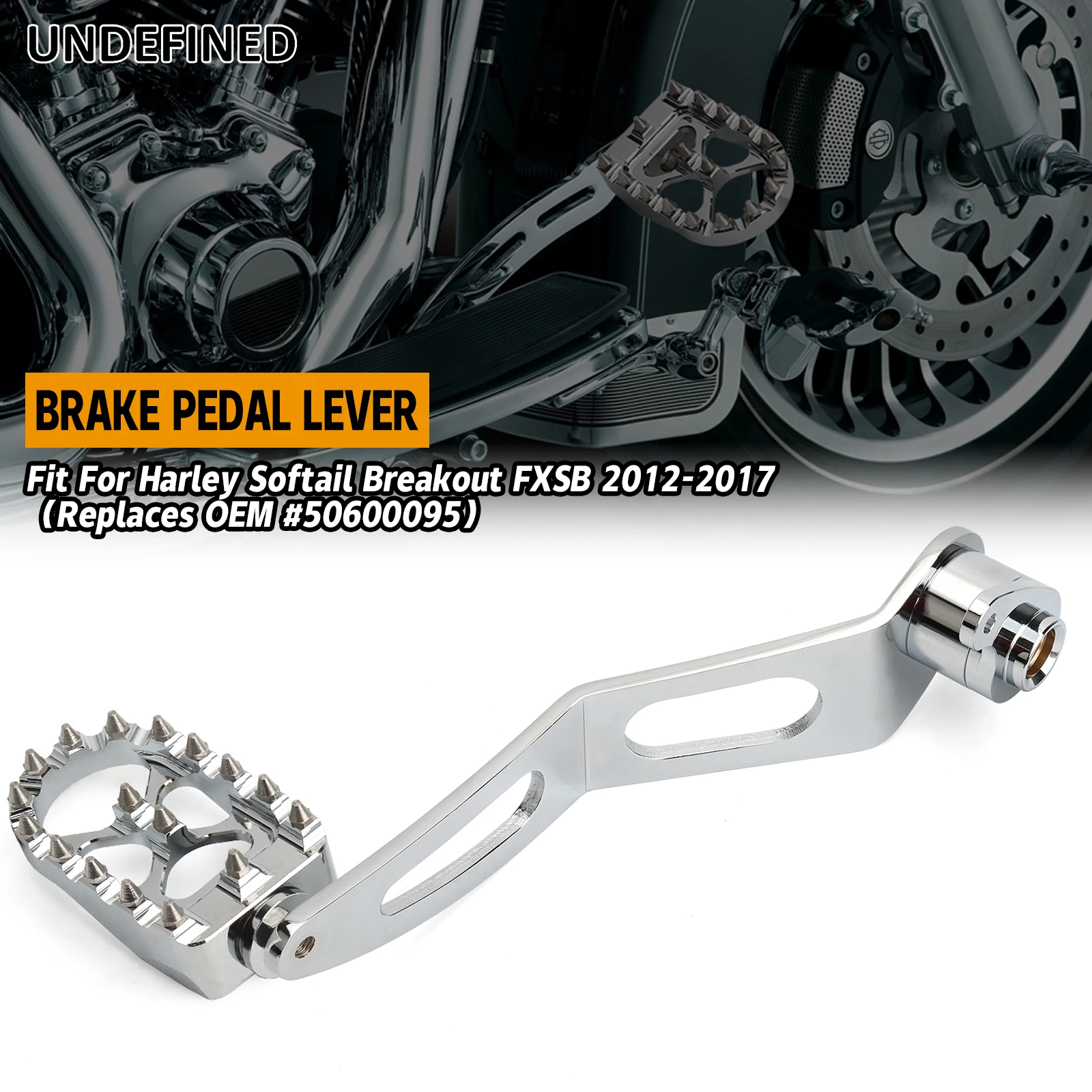 

Aluminum Motorcycle Chrome Silver Spike Brake Lever Brake pedal For Harley Softail Breakout FXSB 2012-2017