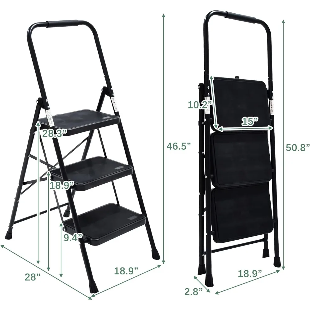 складной 3-ступенчатый табурет с поручнями для взрослых — вместимость 330 фунтов, легкий и портативный.