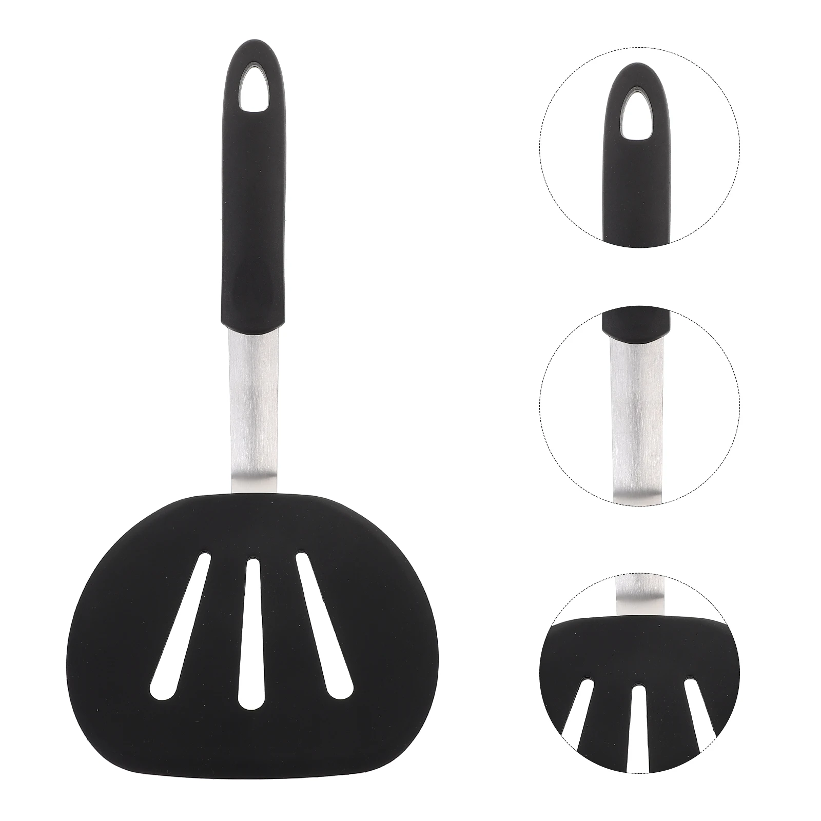 

Stainless Steel Non-Stick Spatula Kitchen Gadget Steak Shovel Bbq Tool Home Restaurant Hotel Polished Hang Hole Black