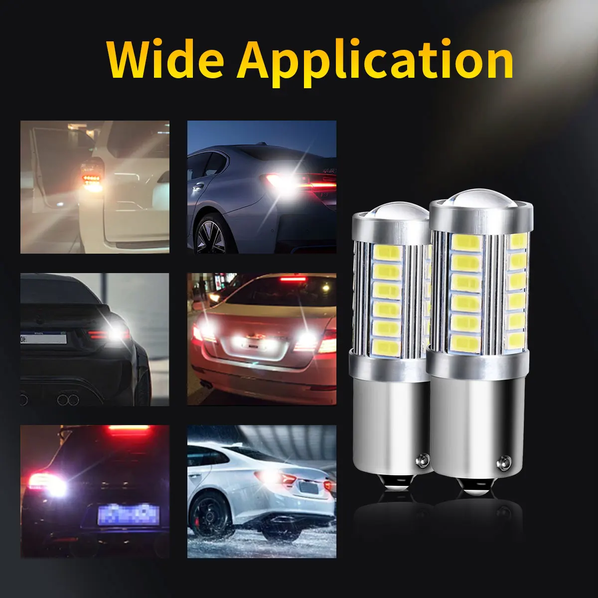 2 قطعة PY21W P21 5 واط 1156 Ba15s 1157 Bay15d 33 SMD Led سيارة فلاش الفرامل لمبات أضواء عكس مصابيح وقوف السيارات #6