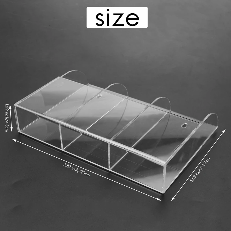 ABWR-Clear Acrylic Remote Control Holder Wall Mount Media Organizer Storage Box (Three Compartments)