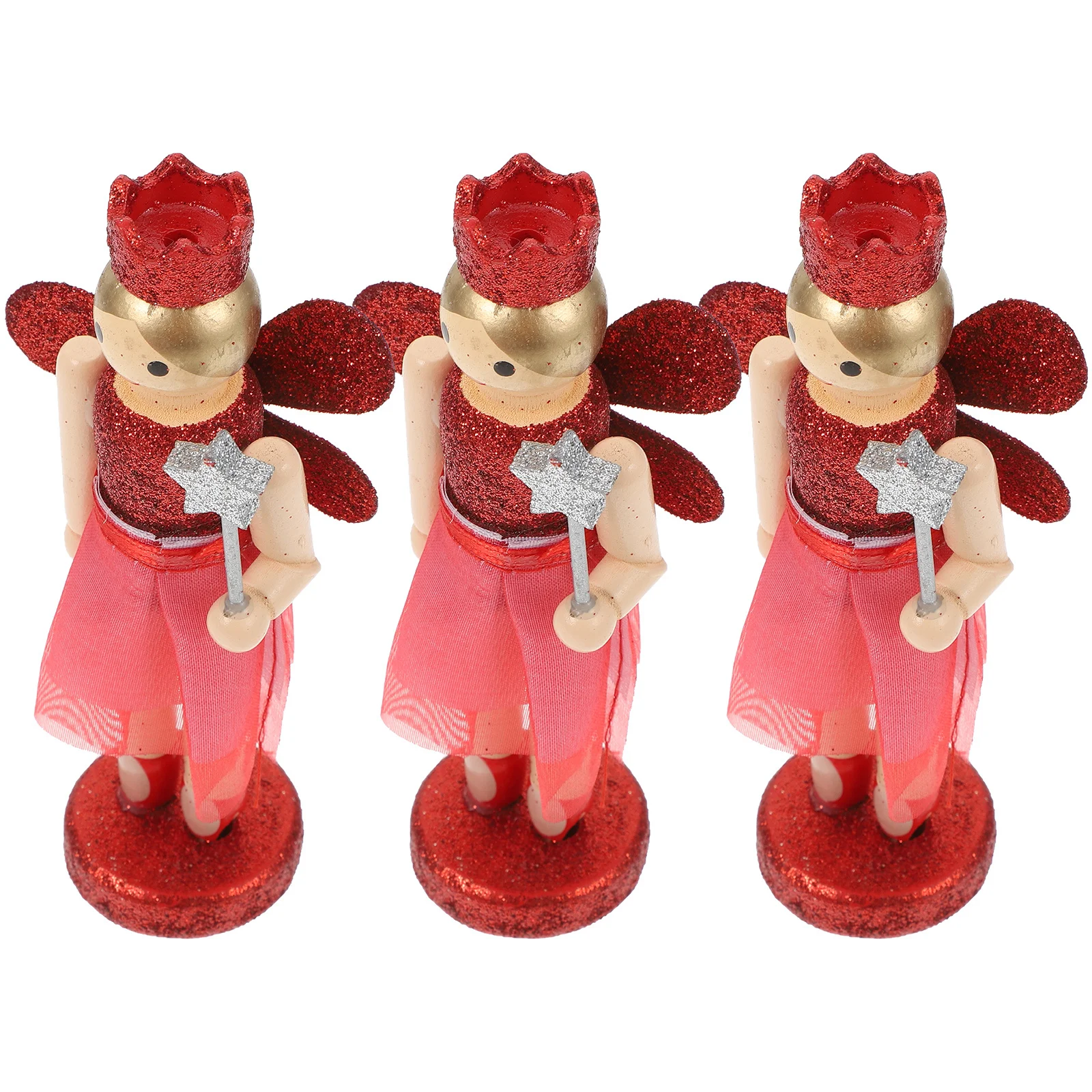 ULDIGI 3pcs Nutcracker Angel Christmas Decorations Baubles Ornaments Tumbler Figurine Santa Red Wood Valentine Gift view 5
