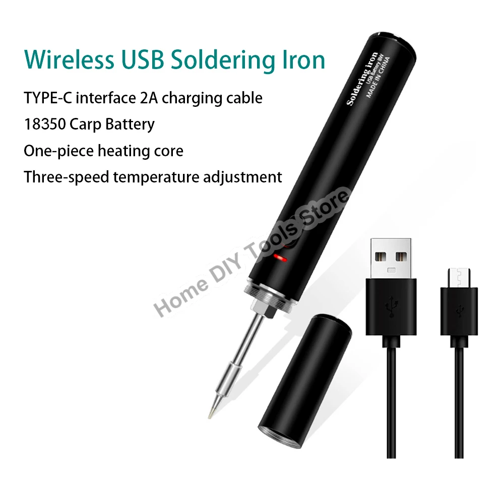 Cordless Soldering Iron USB Rechargeable Portable Soldering Iron Kit 10W Temperature Adjustable Electronic Repair Welding Tool