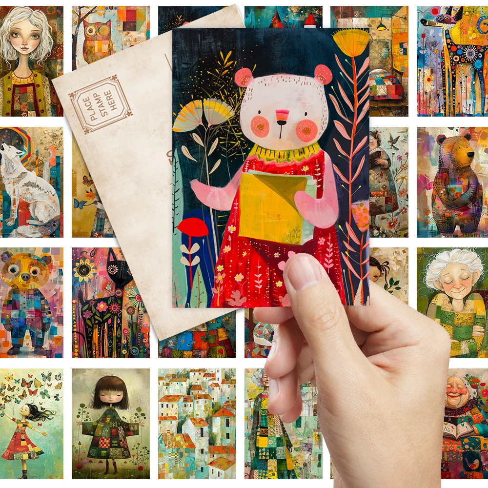 مجموعة بطاقات بريدية فنية تجريدية مكونة من 32 قطعة، هدايا عيد الميلاد العتيقة للهالوين، هدايا للطلاب، ديكور غرفة النوم، بطاقات سميكة #3