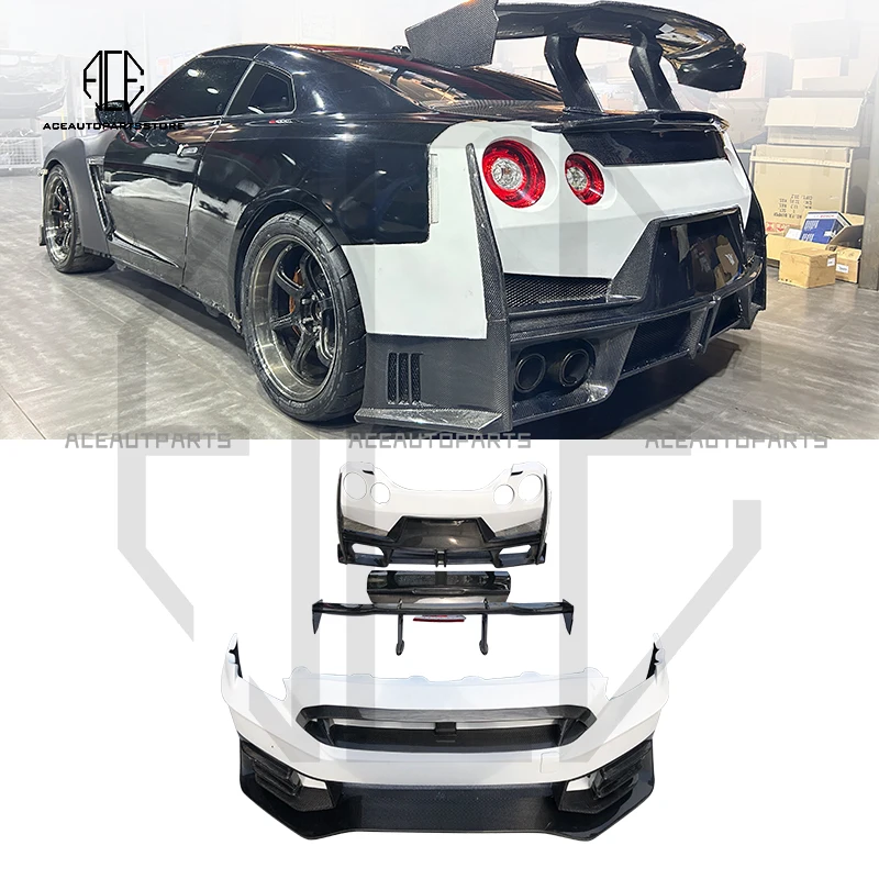 GTR35 New NISMO Style Carbon Fiber Fiber Body Kit For Nissan GTR 35 08-16 Bodykit With Front Rear Bumper Side Skirt Spoiler Base