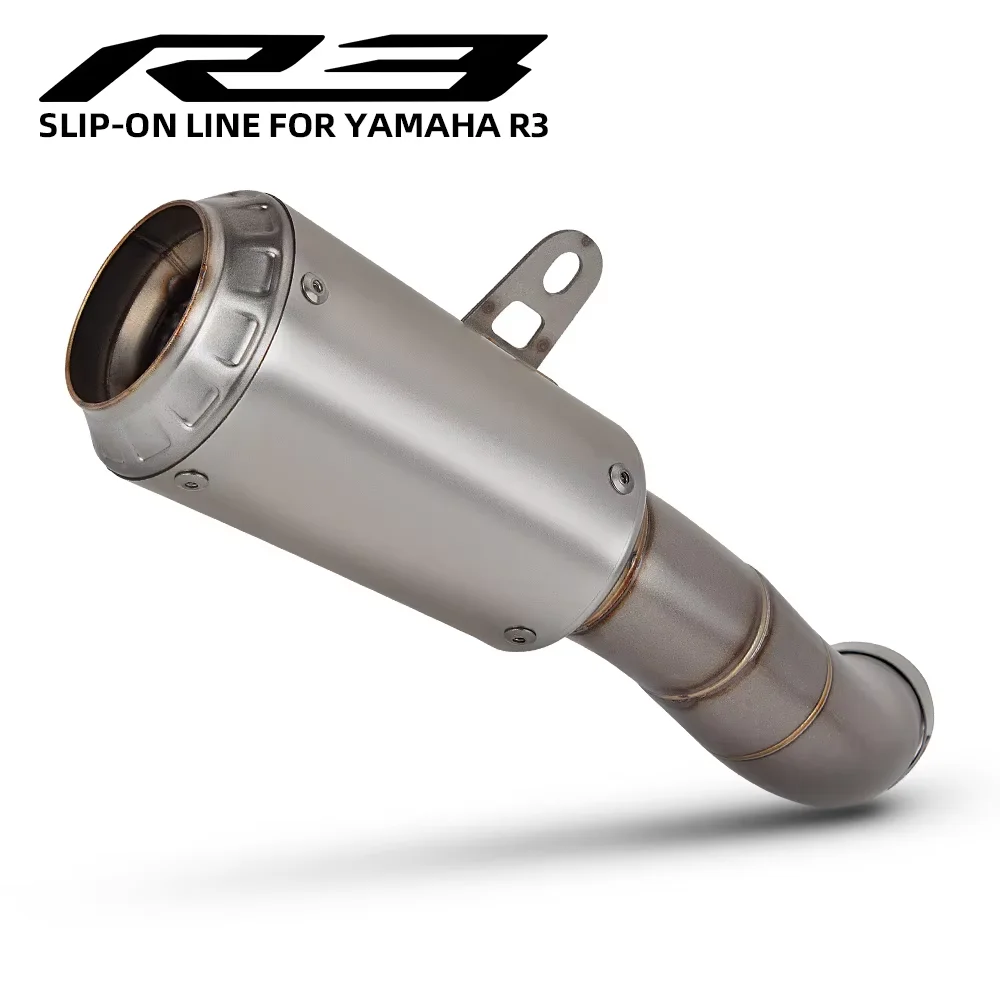 

Motorcycle exhaust tail tube for YAMAHA R3 R25 MT03 2015-2025 stainless escape slip on line muffler connect original front pipe