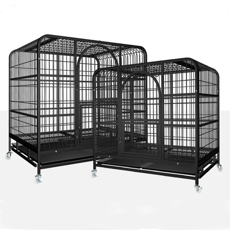 Large Pet Dog Cage House Foldable Stable Iron Dogs Crate Comfortable Square PitBull Hound Bulldog Kennel House