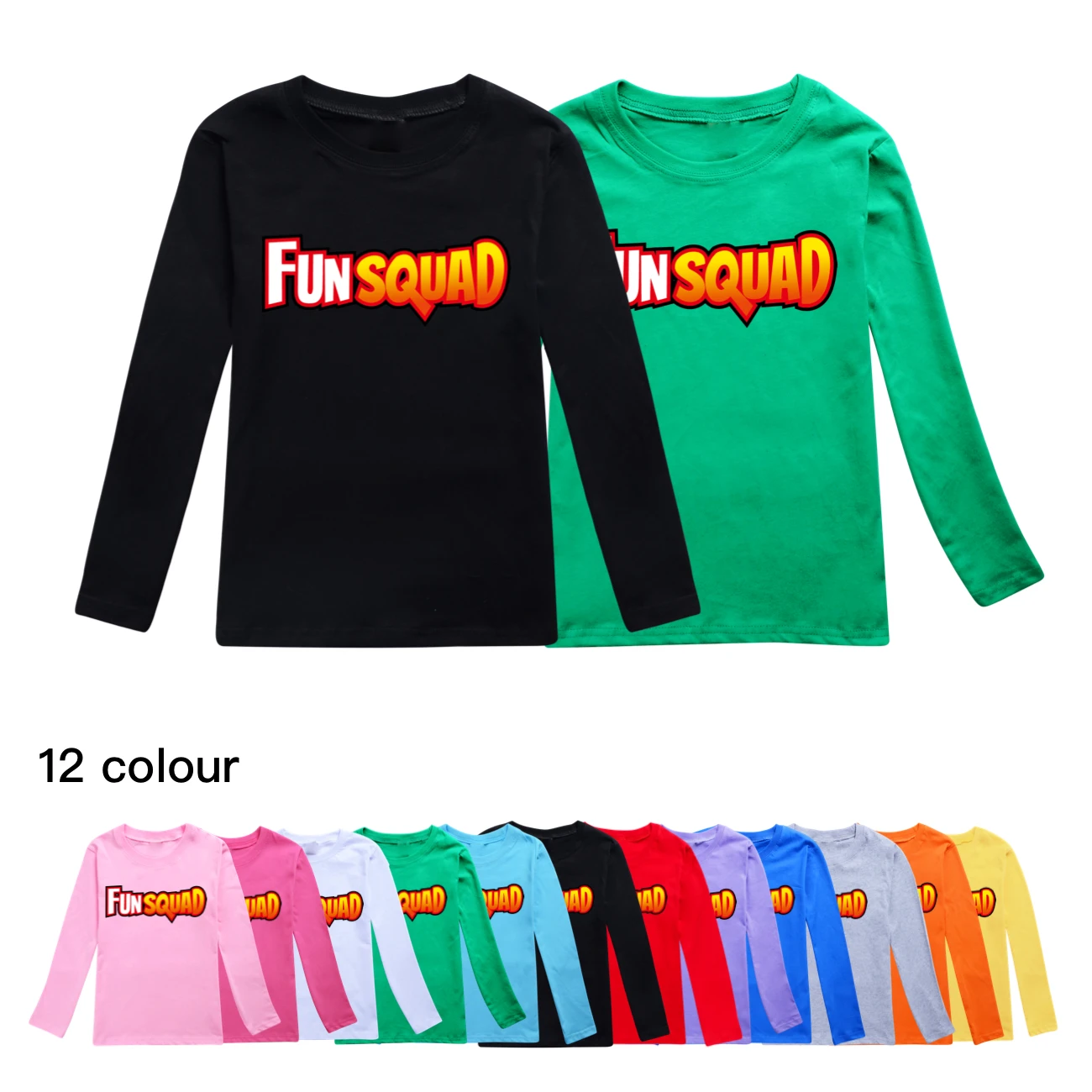 Kawaii T-Shirt For Girls Boys Fun Squad Gaming Cute Tees Children's Clothes 2024 Spring Kids Top Long Sleeves Outdoor Clothing