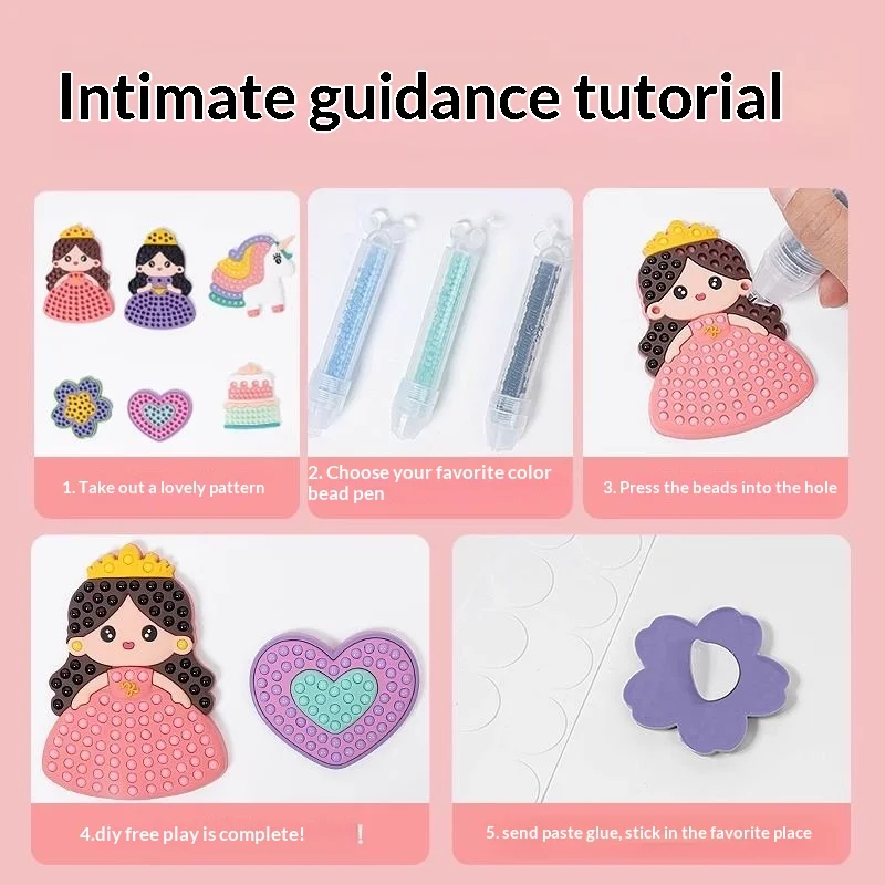 Zestaw zabawek do samodzielnego tworzenia ozdób z koralików dla dzieci - Zestaw koralików do tworzenia sztuki dla dziewczynek, wielokrotnego użytku, odpowiedni dla dziewczynek