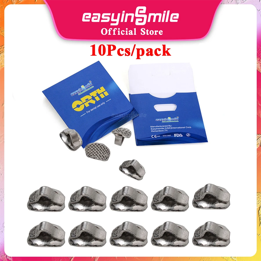 EASYINSMILE 10Pc Dental Orthodontic Lingual Buttons Metal Bondable Direct Eyelets  Rectangular Traction Hook Dentistry Materials