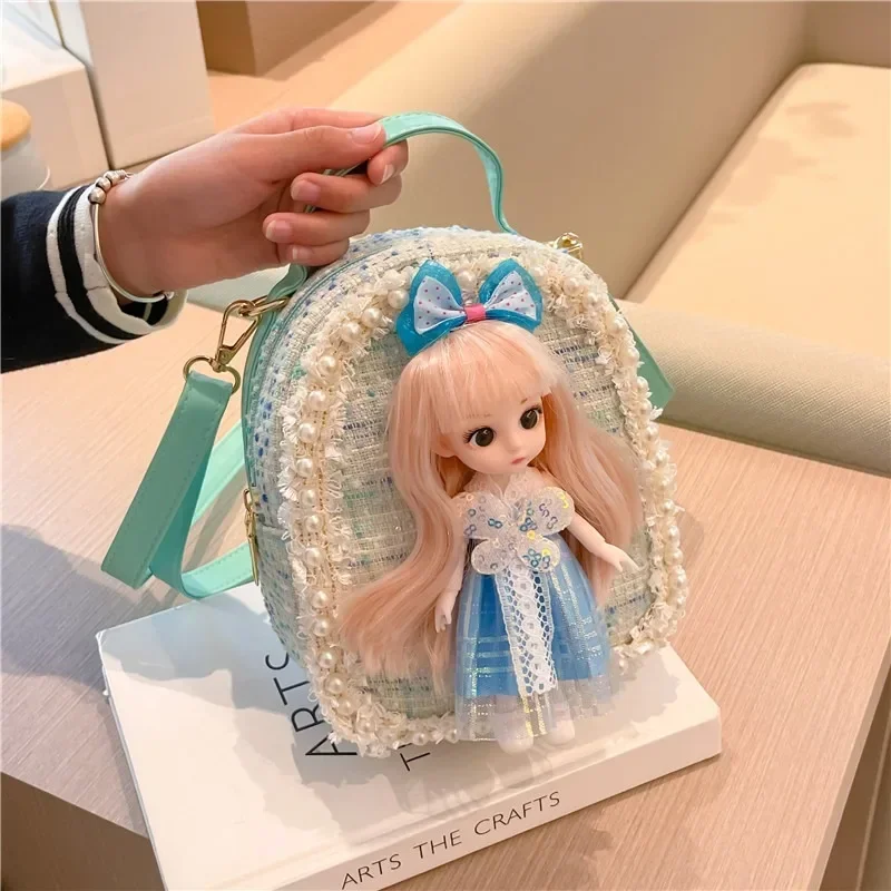 

Girls Backpacks Cute Princess Backpack with Doll Crossbody Bag for Kids Toddler Preschool Bookbags Elementary School Bags