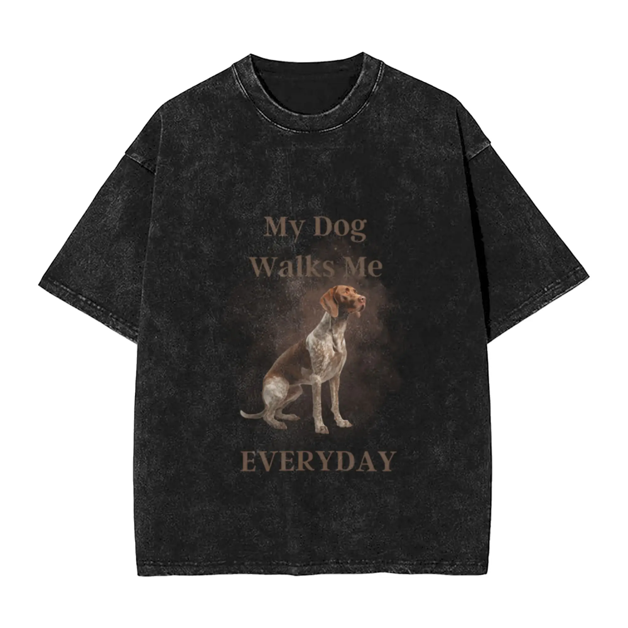 A walk with my dog Classic Cool A Washed T Shirt Men's Oversized Cotton Tees Tops