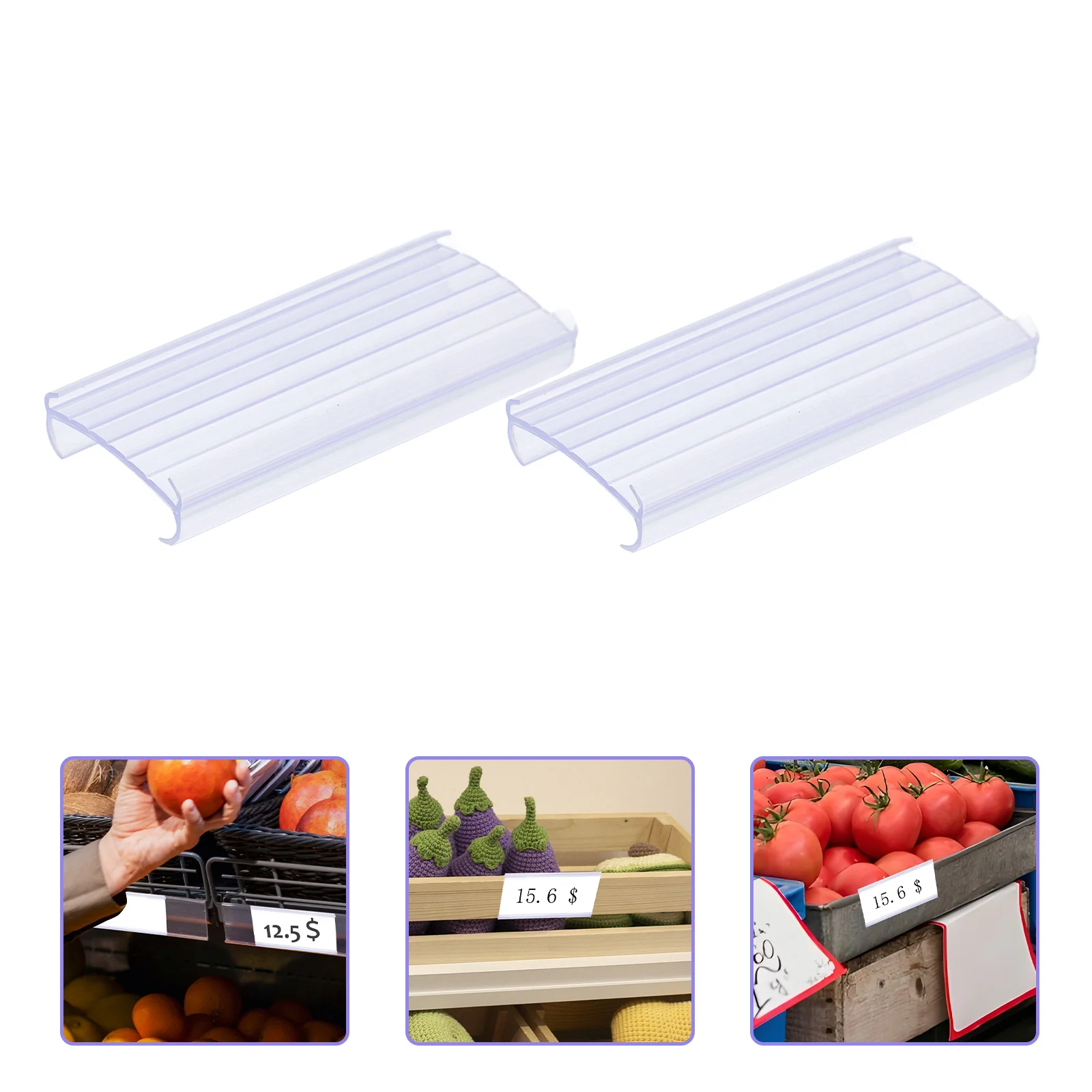 

Basket Label Holder Shelves Display Price Tags Clip Reusable Labels Transparent Plastic Clear Shelf Holders