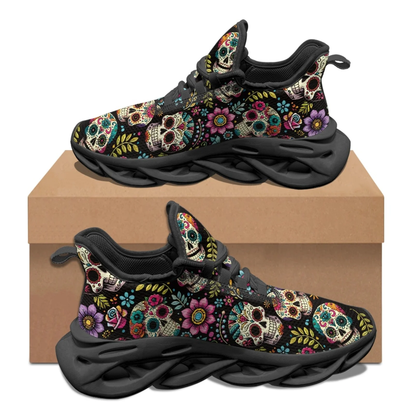 PENSTROLL Skull Design Men's Racing Shoes Mesh & EVA Mens Running Shoes Breathable Athletic Footwear for Casual Wear
