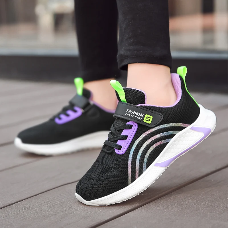 2023 Girls Running Shoes Child White Mesh Sneakers Student Kids Summer Female Fashion Children Autumn Colorful Sport Shoes Light