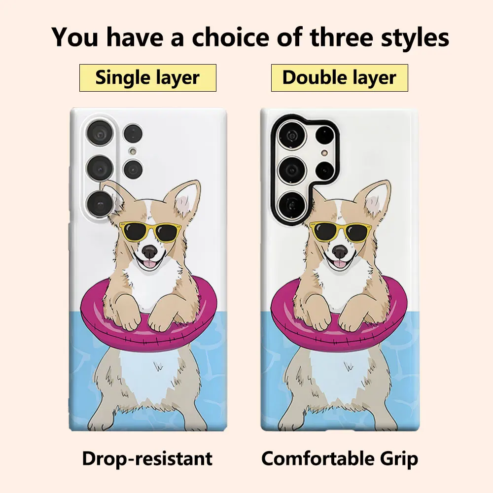 Summer Corgi Swimming Luxury Fashion Full Lens Protective Case for Samsung Galaxy S26 S25 S24 A56 A36 Plus Ultra