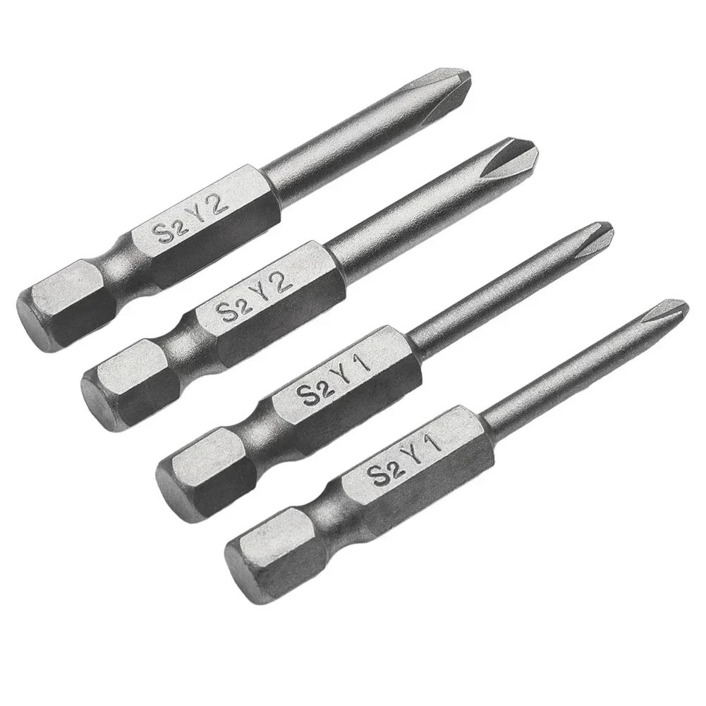 4pcs Y1 Y2 Y Tip Magnetic Tri-wing 50mm Head Screwdriver Bits Set Hex Shank  For Manual Electric Screwdrivers Drill Air Tools