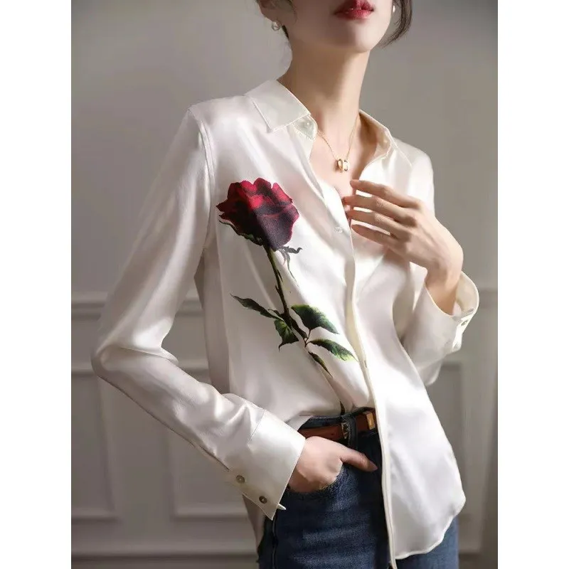 女性用ヘビーシルク irt ロングスベ クリーンフィットデザイン ポリエステル繊維 変形しない 薄いスレ フリップカラー 秋シーズン