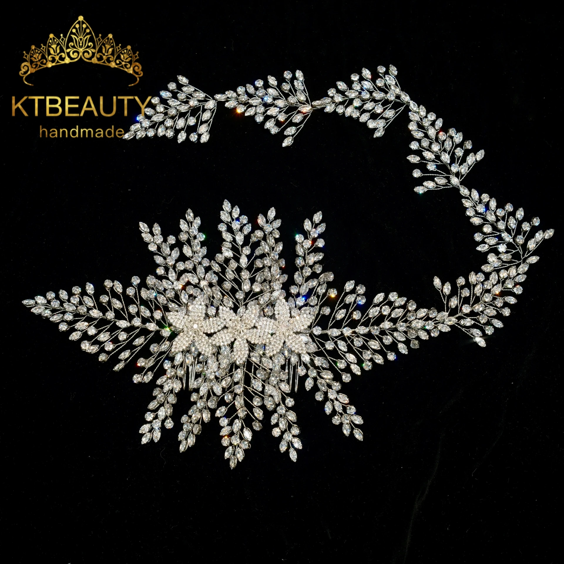 

Модный свадебный аксессуар для волос Ktbeauty: медный головной убор ручной работы с цирконами, популярное украшение для женщин