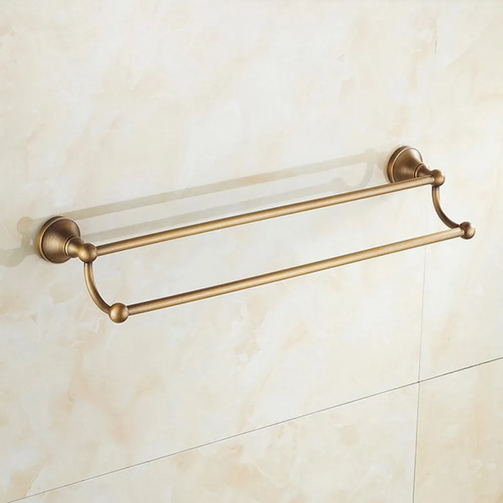 

Antique Brass Bathroom Accessory Wall Mounted Double Towel Bar Towel Rail Rack Holder Bathroom Fitting aba077