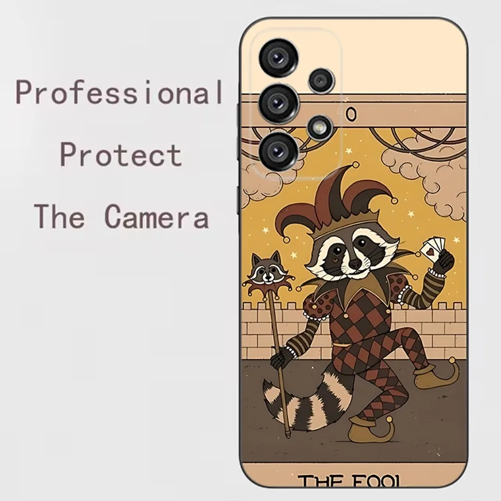 Raccoon Tarot Art Phone Case For Samsung Galaxy A13,A21s,A22,A31,A32,A52,A53,A71,A80,A91 Soft Black Shell