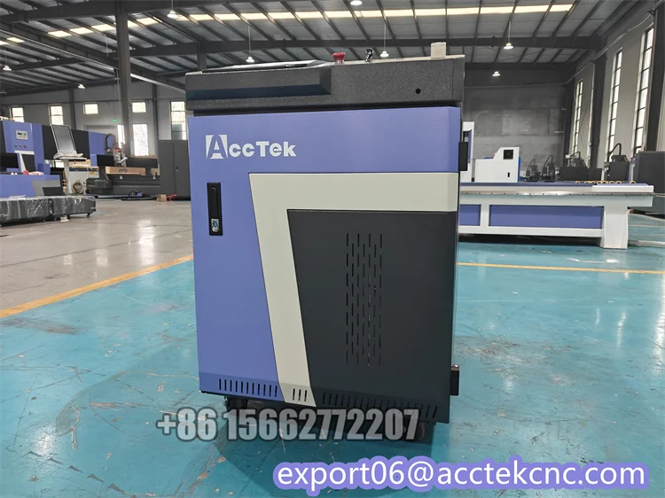 Acctek เครื่องจักรขจัดสนิมไฟเบอร์เลเซอร์แบบใช้มือถือดีไซน์ใหม่สําหรับการทําความสะอาดโลหะ เครื่องทําความสะอาดเคลือบโลหะสเปรย์ชั้นออกไซด์