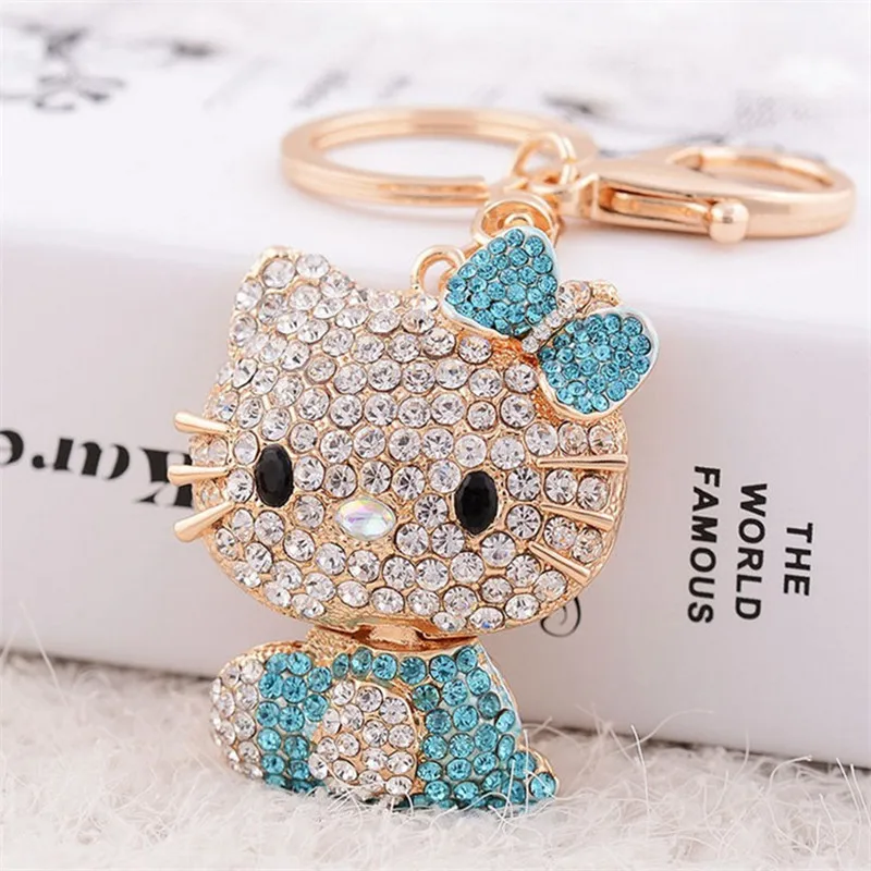 Cute Rhinestone Cat Keychains for Women Bag Charm Girls Animal Key Chain Car Keyring Fashion Chaveiros Carro Novelty Souvenir