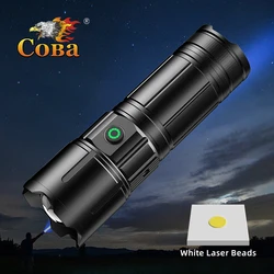 Coba-ハイパワーLED懐中電灯、超高輝度、長距離トーチ、充電式、強力、屋外、戦術、ハンドランプ、キャンプ、ランタン