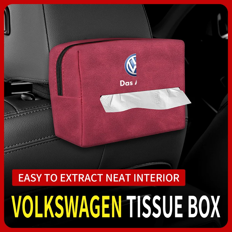 

Car Tissue Box Suede Sun Visor Seat Back Hanging Bag For Volkswagen VW GOLF Magotan Polo Tiguan PASSAT GTI CC JETTA