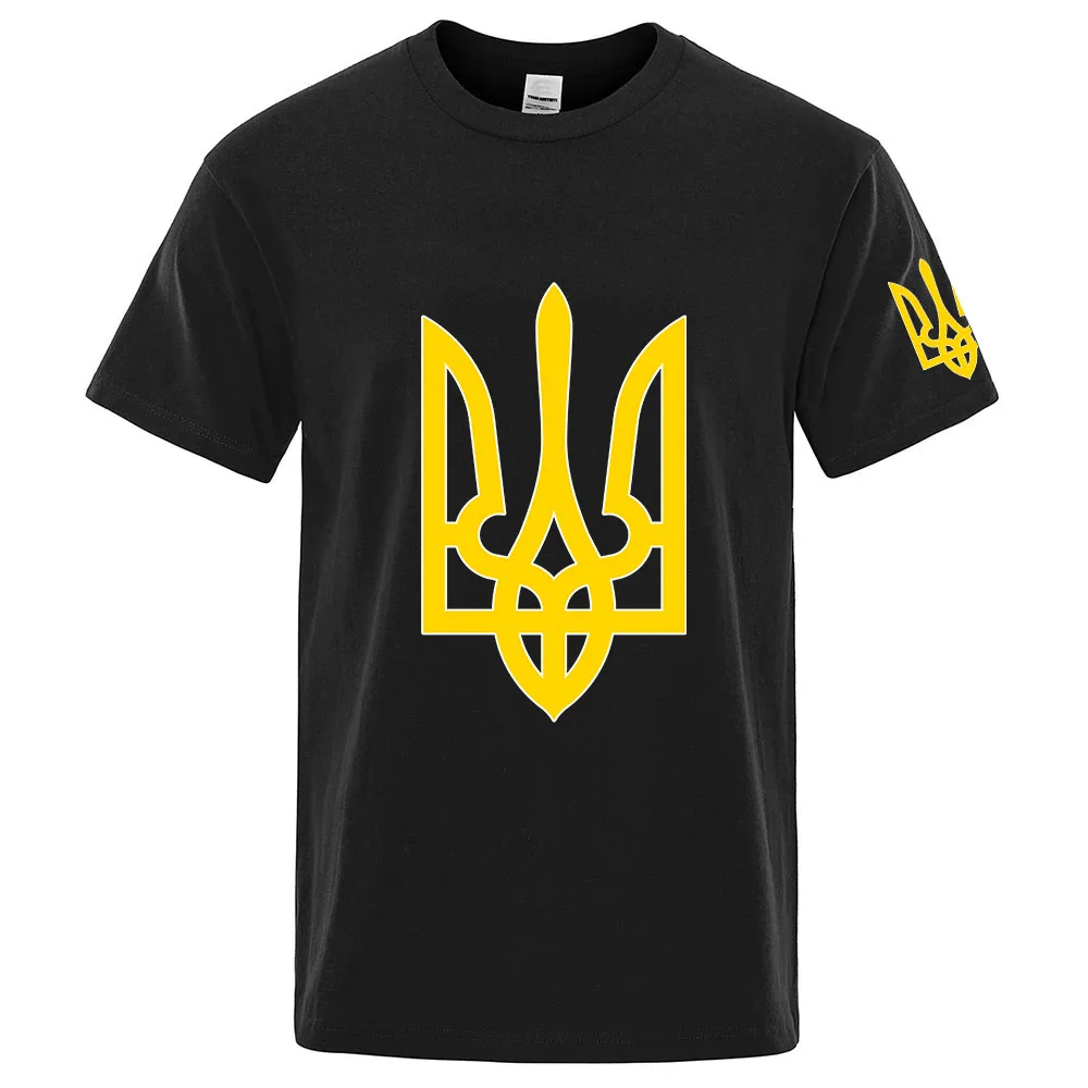2025 Summer Ukraine Logo Print Cotton Round Neck T-Shirt Men's Ordinary Short Sleeved Streetwear Casual Moisture Wicking Top