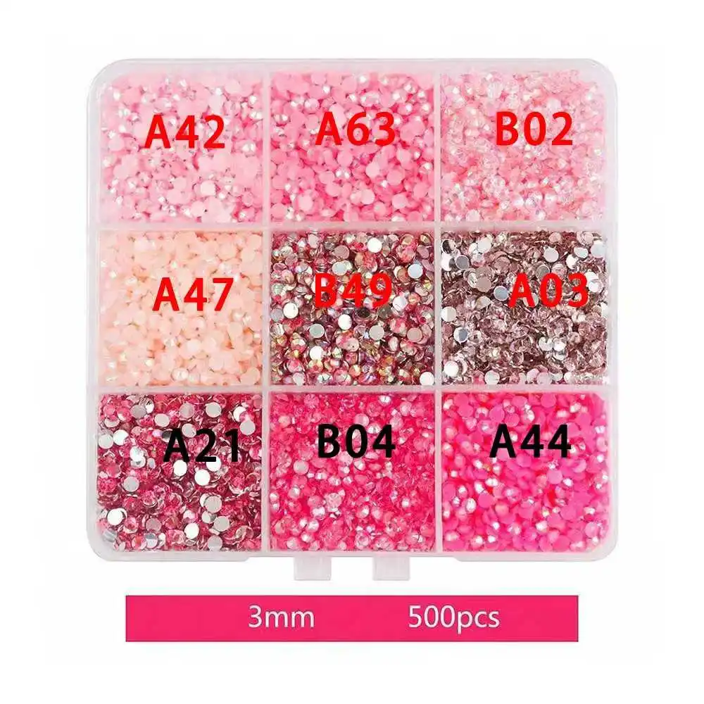 1 Box 3 mm gemischte Farben Set Gelee Flatback Harz Strasssteine für Tasse Kleidersack Schuhe Nail Art Handyhülle Dekoration