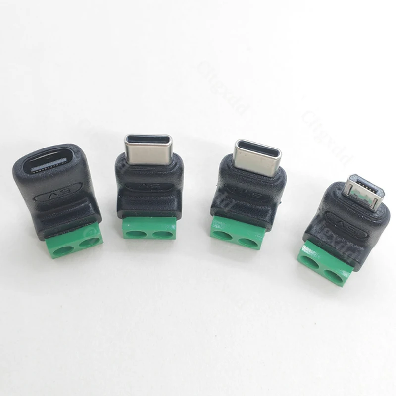 2 Stück Cltgxdd Typ-C Micro-USB auf 2-Pin lötfreier Anschlussblock-Adapter 3A 5V Stromanschluss für DIY-Stromversorgung – Detail 4