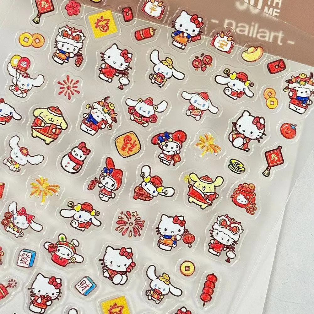 1 sheet New Year Nail stickers Sanrio New Year Kitty nail decoration small pattern diy transparent waterproof small stickers