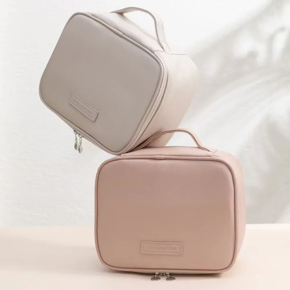 حقيبة يد لمستحضرات التجميل بتصميم متعدد الجيوب، سحاب للإغلاق، مقبض مريح، حقيبة مكياج محمولة منفصلة، جافة ورطبة، سهلة الوصول #3