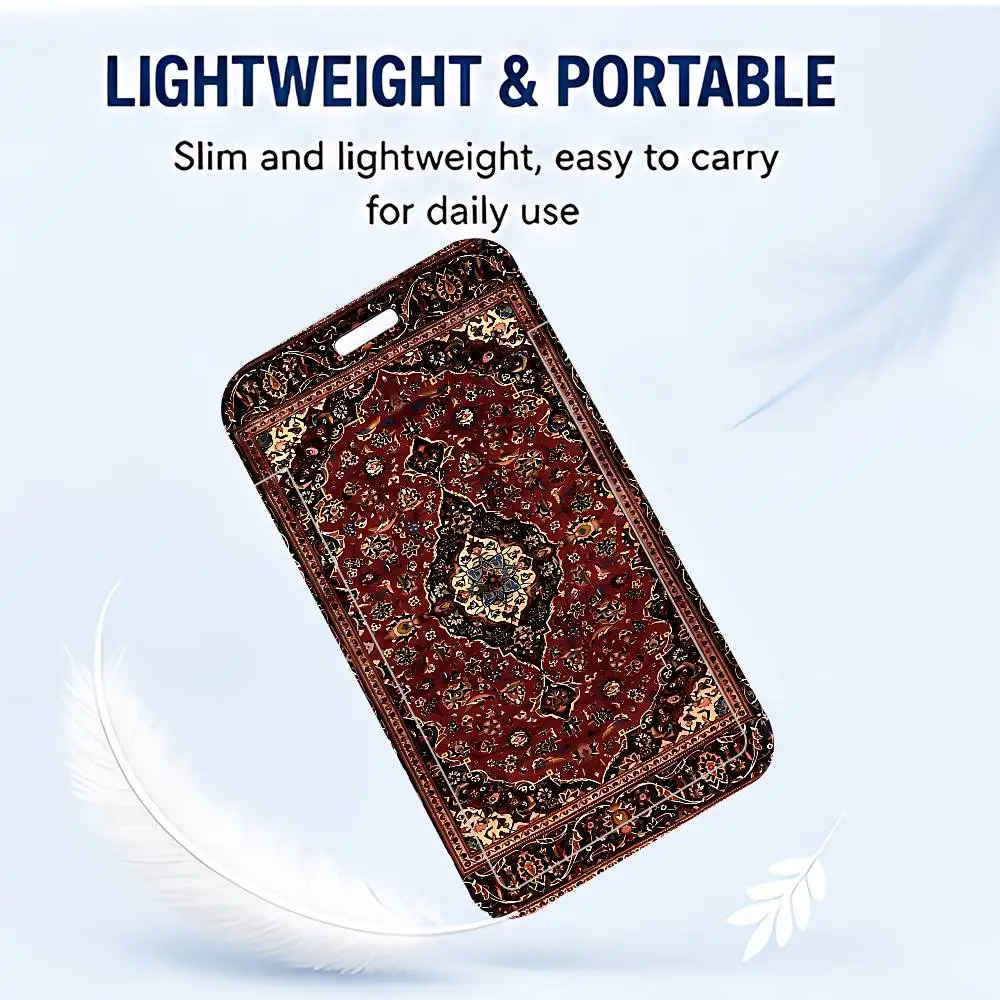 Persian Carpet Floral ID Card Holder Cute Badge Holder PVC Card Cover With Clear Window For Student Office Bus Card