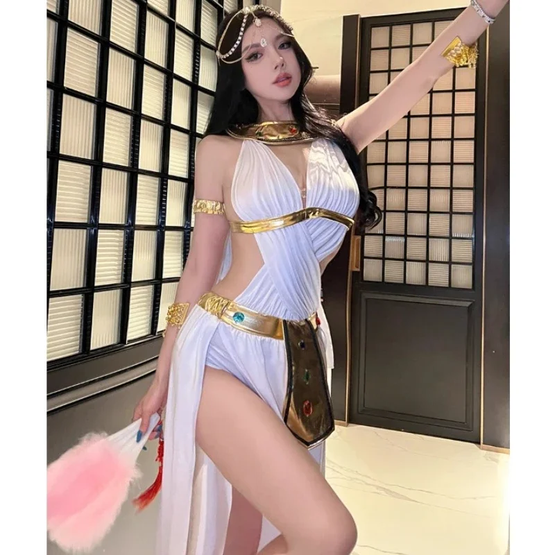 Cosplay Halloween Festival Arabian Cosplay Princess Jasmine Costume BellyDance Indian Bollywood Veil Top Pants Up Egyptian Queen