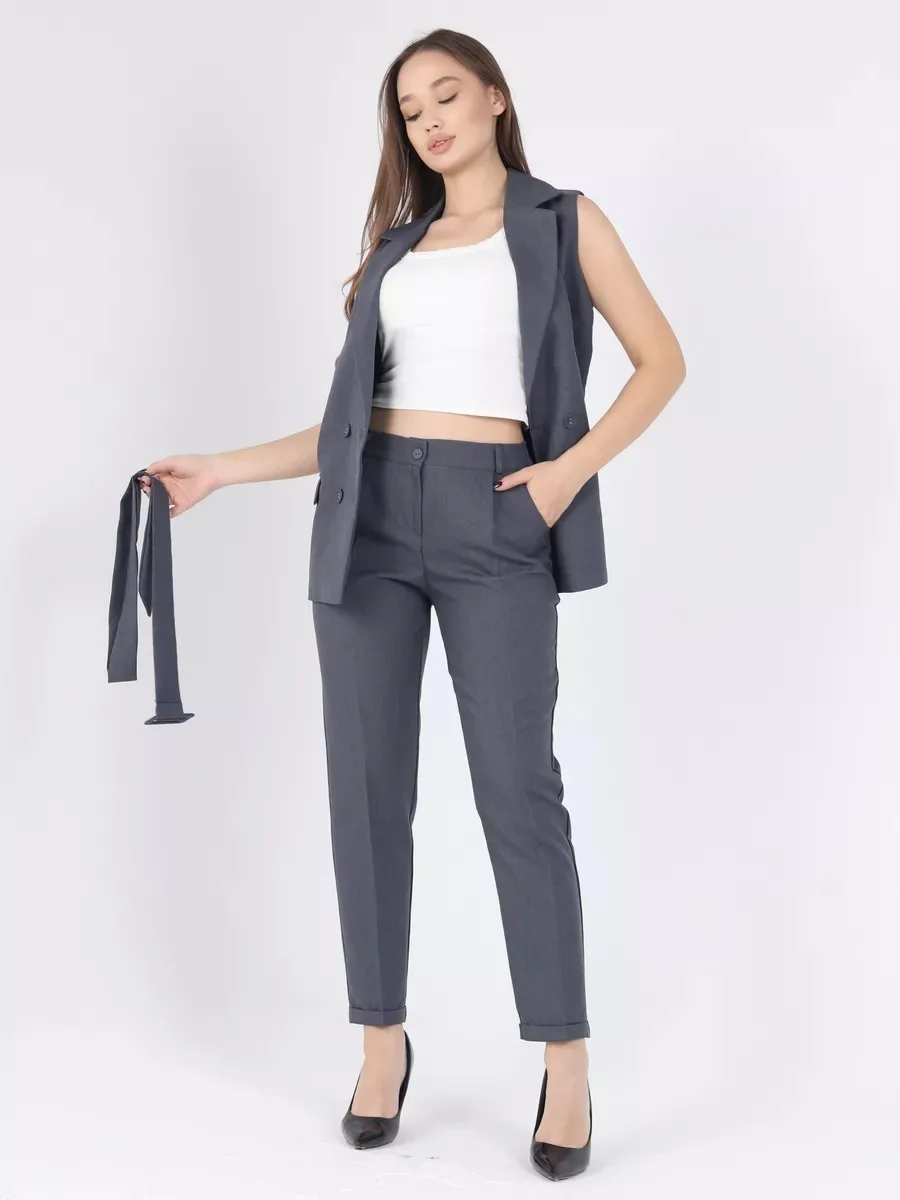 

Women's Suit Pants Draped Straight Leg Elastic Waist White Bla Formal Profional Long Trousers Casual Comfortable Fit