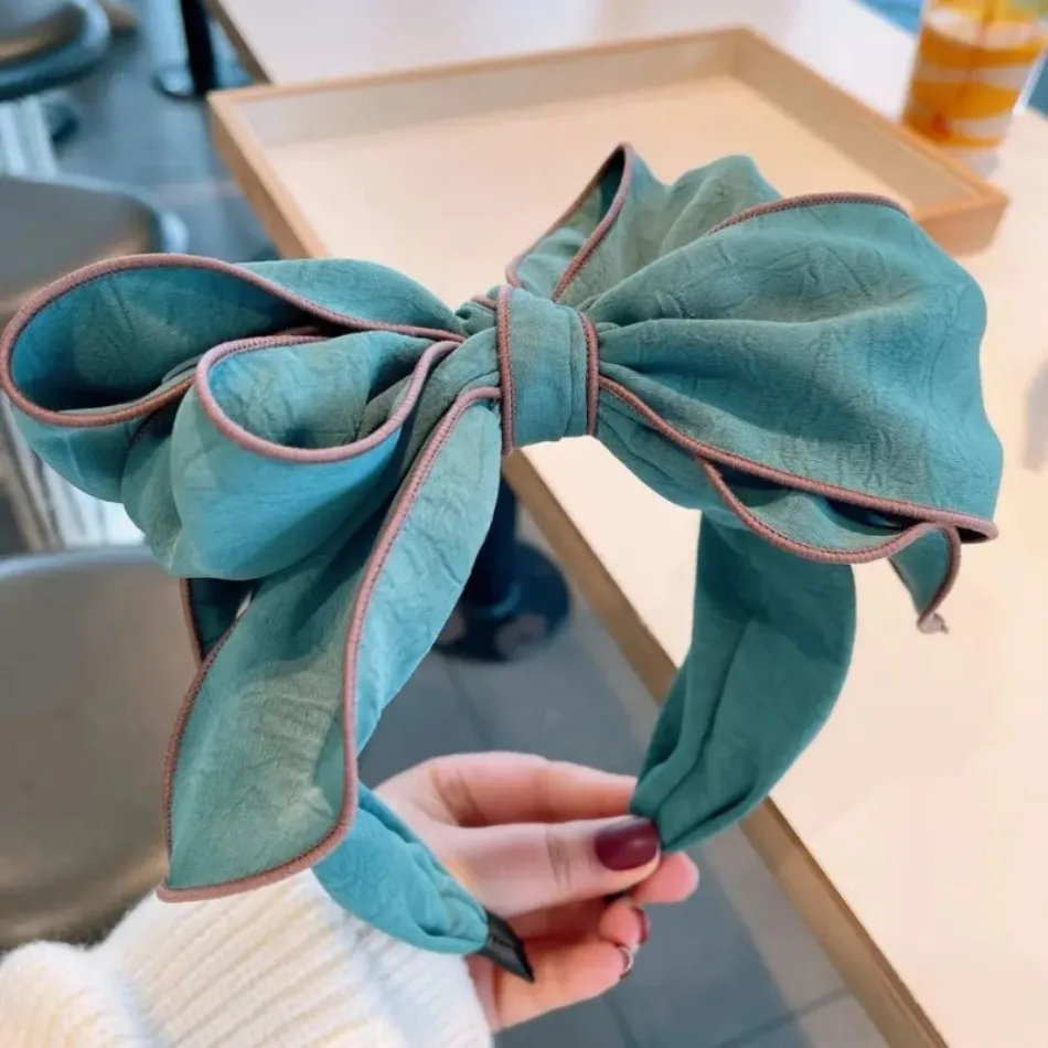 Mehrschichtige Haarbänder mit großer Schleife für Damen, Alltags- und Party-Haarschmuck, aus festem Kreppstoff, für Erwachsene, zum Einkaufen und für Feiertage – Detail 3