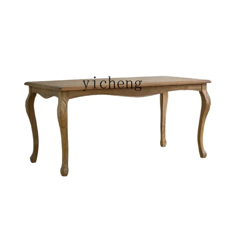 

TQH dining table European carved retro long table old solid wood furniture clothing store table