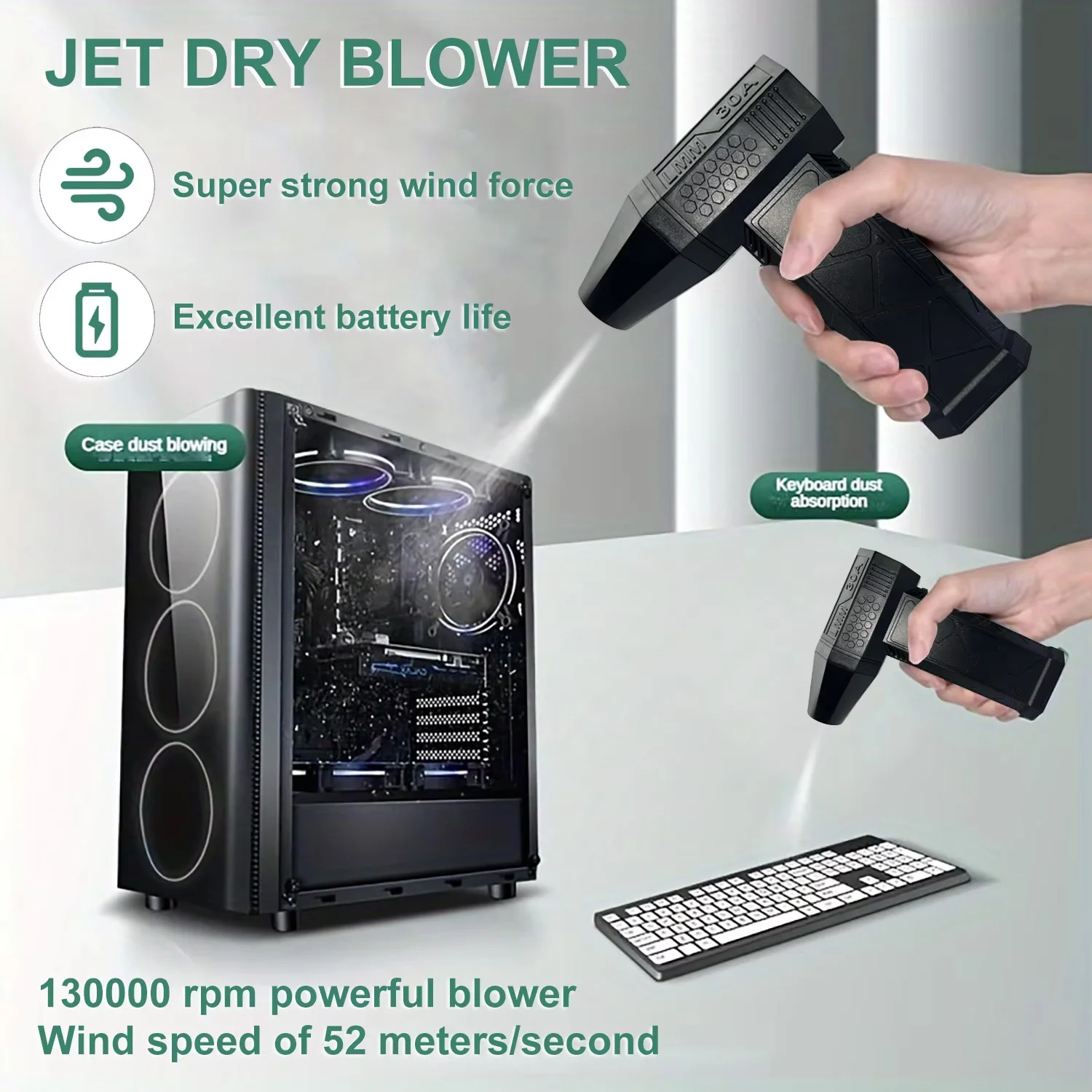 يده الكهربائية منفضة الهواء فرش السيارات 130000 دورة في الدقيقة منفاخ عنيف صغير توربو مروحة نفاثة سرعة الرياح 52 متر/الثانية تنظيف لوحة مفاتيح السيارة