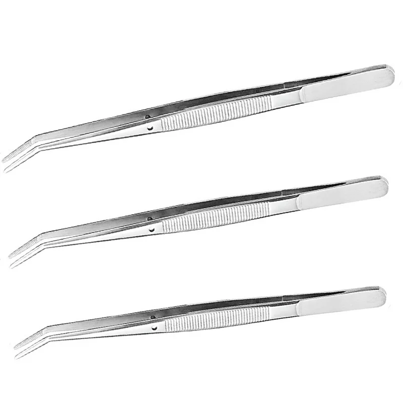 1Pcs Stainless Steel Tweezers Serrated Curved Dental Instruments Dental Tool Thermally Sterilizable Dentist Dental Laboratory