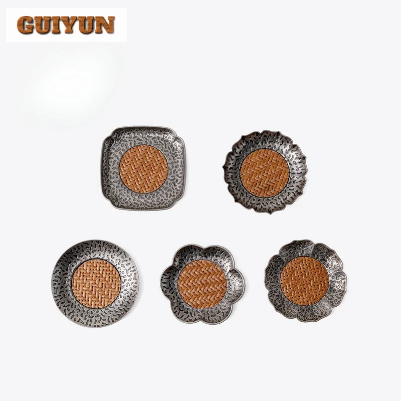 

2pc/lot Alloy Rattan Mat Coasters Traditional Stand For Mugs For Coffee Cups Saucer Anti-scald Placemats Cup Holder Tea Set Gift