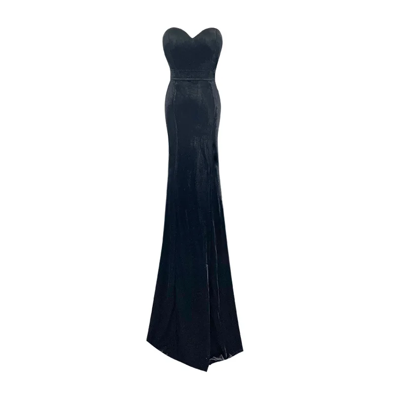 

Sexy Sweetheart Mermaid Velvet Loong Formal Evening Black Dress