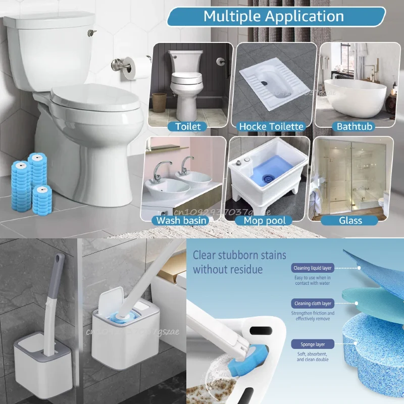 Disposable Toilet Brush Replaceable Wall-mounted Long Handle Toilet Brush Cleaning Tools WC Bathroom Toilet Set Accessories