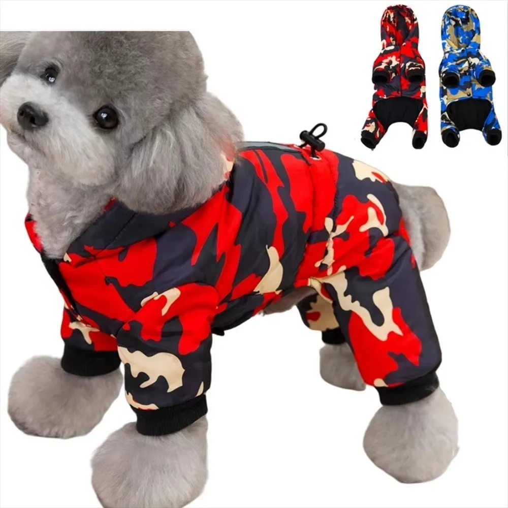 Durable Dog Jumpsuit Thicken Warm Lining Pet Jacket Four-legged Puppy Snowsuit for Small Dogs
