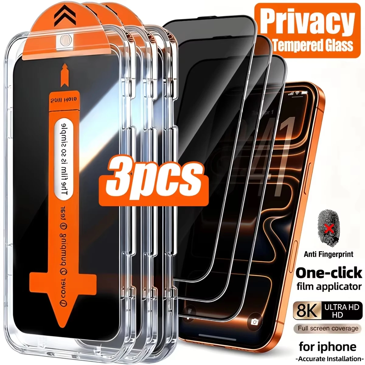 3PCS No Dust Residue Dustproof Anti-Spy Tempered Glass Compatible iPhone 18 Pro Max 17 Pro Max 18 Pro 17 Pro Air Screen Guard