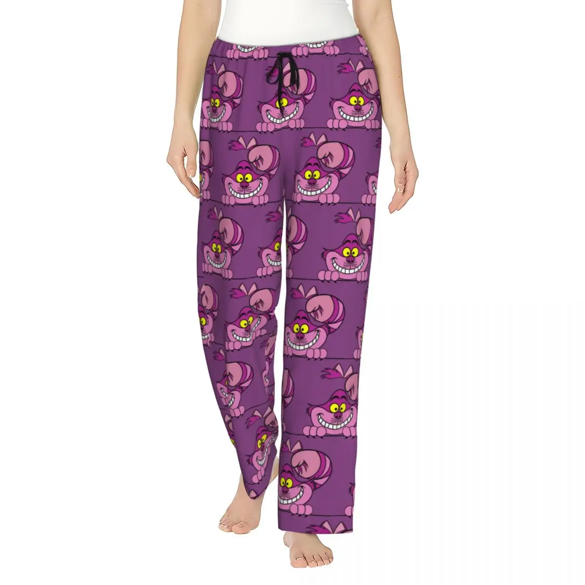 

Custom Cartoon Manga Cheshire Cat Smile Pajama Pants Womens Sleepwear Lounge Sleep Bottoms Stretch with Pockets