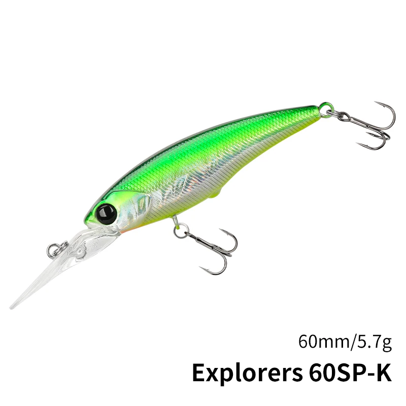 TSURINOYA Suspending Minnow Angelköder Explorers Max 60SP 3,7m 5,7g SHAD Weitwurf-Hartköder für Hecht, Barsch, Döbel, Jerkbait